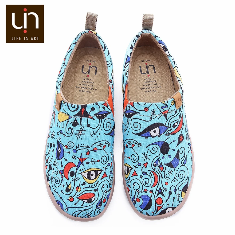 

UIN Blue Ocean Design Painted Canvas Loafers for Woman Slip-on Casual Flats Outdoor Walking Sneakers Ladies Shoes Christmas Gift