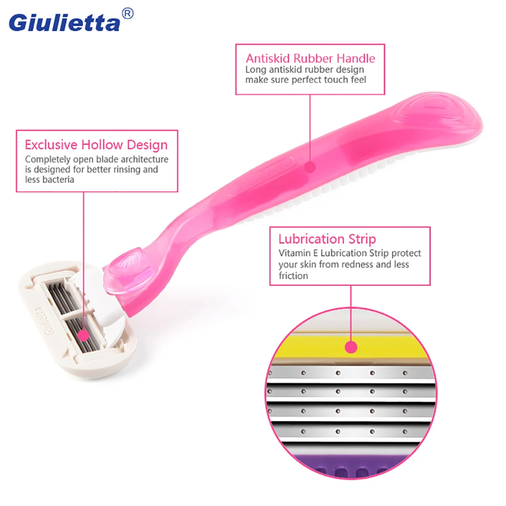 Giulietta 3 шт. бритва + 1 ручные лезвия для бритвы женщин выделенные 4-слойные