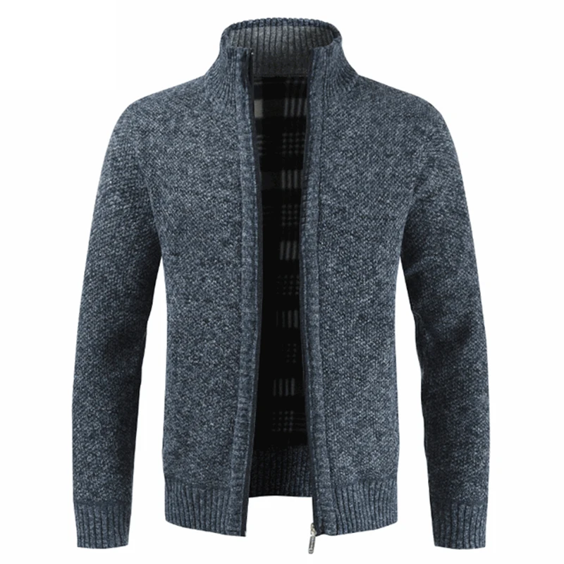 

Мужской кардиган с воротником-стойкой, куртка, пальто, верхняя одежда, одежда на осень и зиму, M-3XL размера плюс, вязаный свитер на молнии