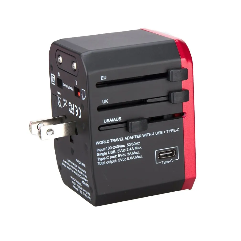4USB + TypeC дорожный адаптер для быстрой зарядки с 4 usb разъемами все в одном адаптере