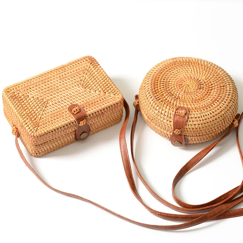 

DSAKGTE Women Box Round Straw Bag Summer Rattan Bags 2018 New Handmade Woven Beach Circle Bohemia Bali Bag Handbags Satchel