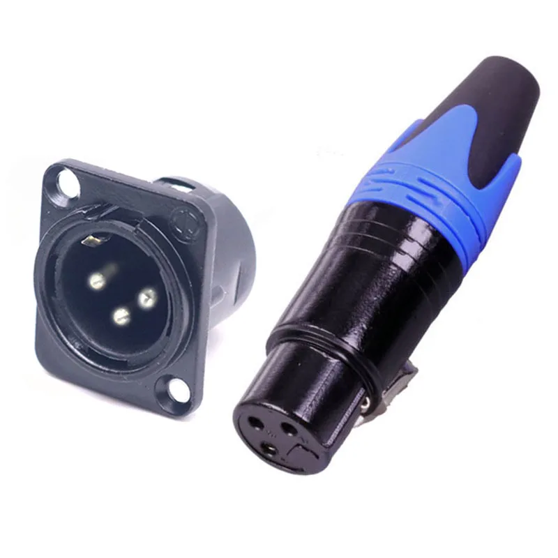 Blue-F(5 Sets) 5 компл./лот 3-контактный разъем XLR 5 шт. мужской+ 5 шт. Женский 3 полюса XLR Panle Mount женский/мужской разъем в розетку микрофон микрофонный адаптер - Цвет: Blue-F(5 Sets)