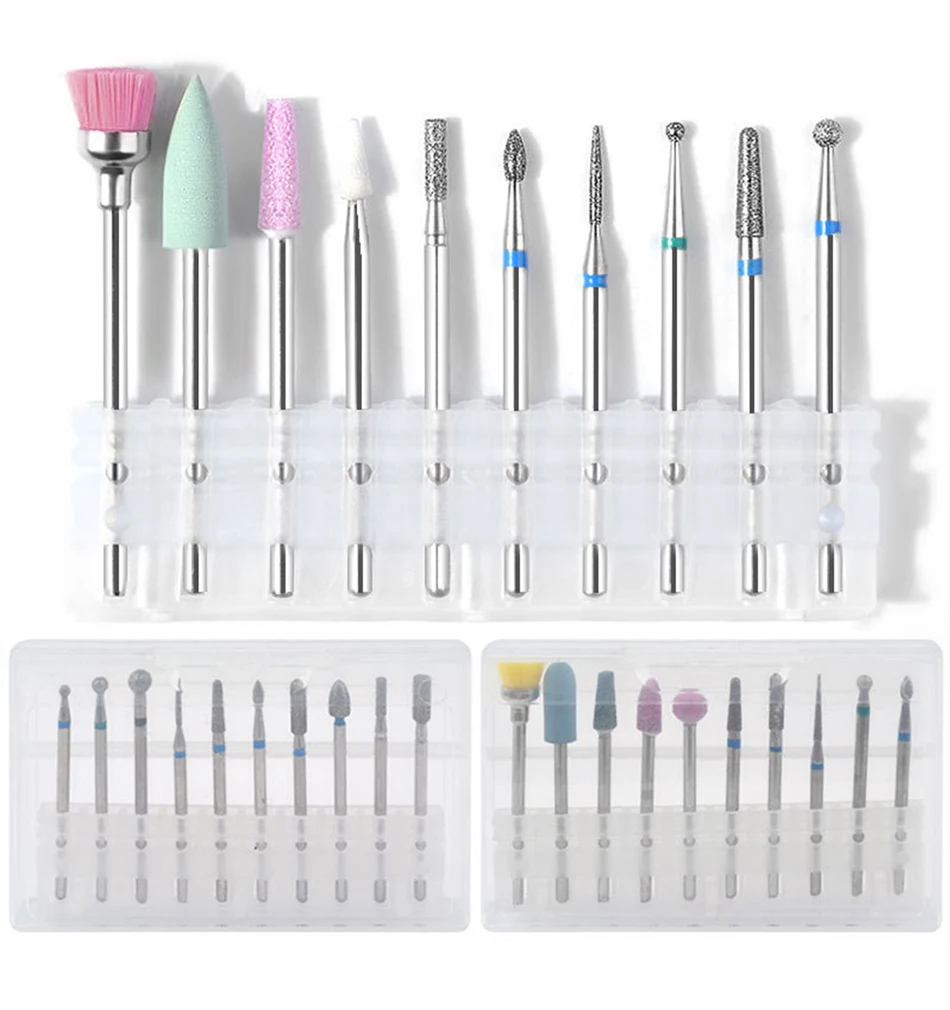 Фрезер для ногтей, маникюрный станок, 10 шт. фрезы, фрезы для ногтей, набор фрез для педикюра, пилка для ногтей, инструменты, электрический аппарат для маникюра