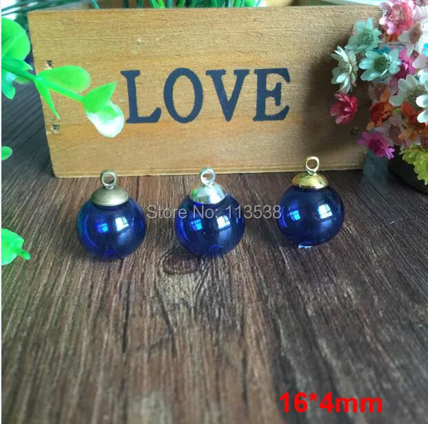 Новинка Бесплатная доставка 100 комплектов в партии 16 мм синие стеклянные шары с