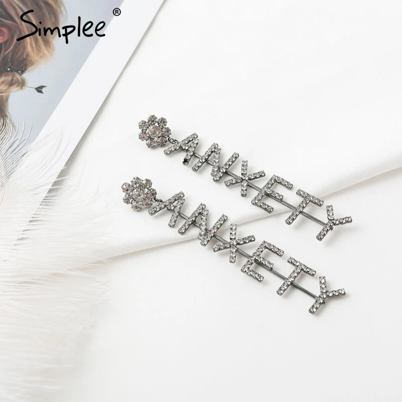 Simplee Fashion rhineston english alphabet earrings Retro pendant dangle drop Popular long women jewelry | Украшения и аксессуары