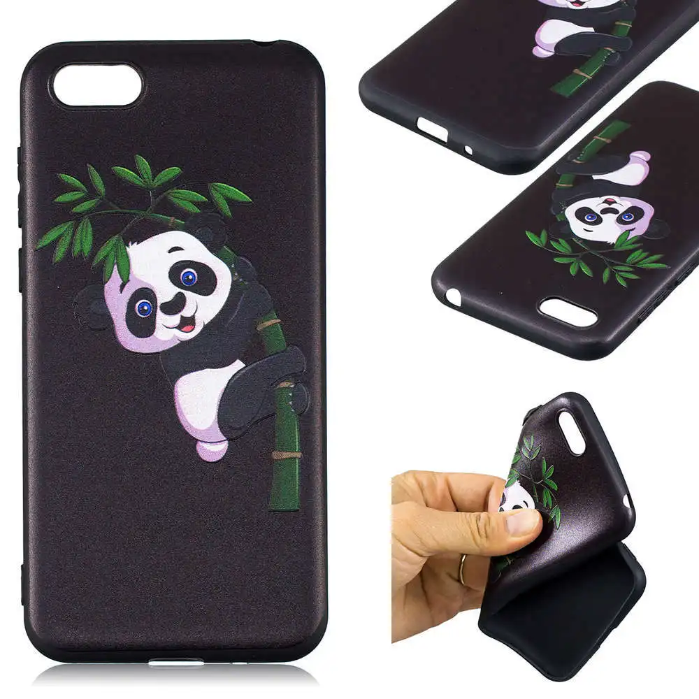 case For Huawei Y5 Y6 2018 Honor 7A 8C Cover strengthen 3D flower panda Stereo Relief Painting TPU Soft Back Covers |