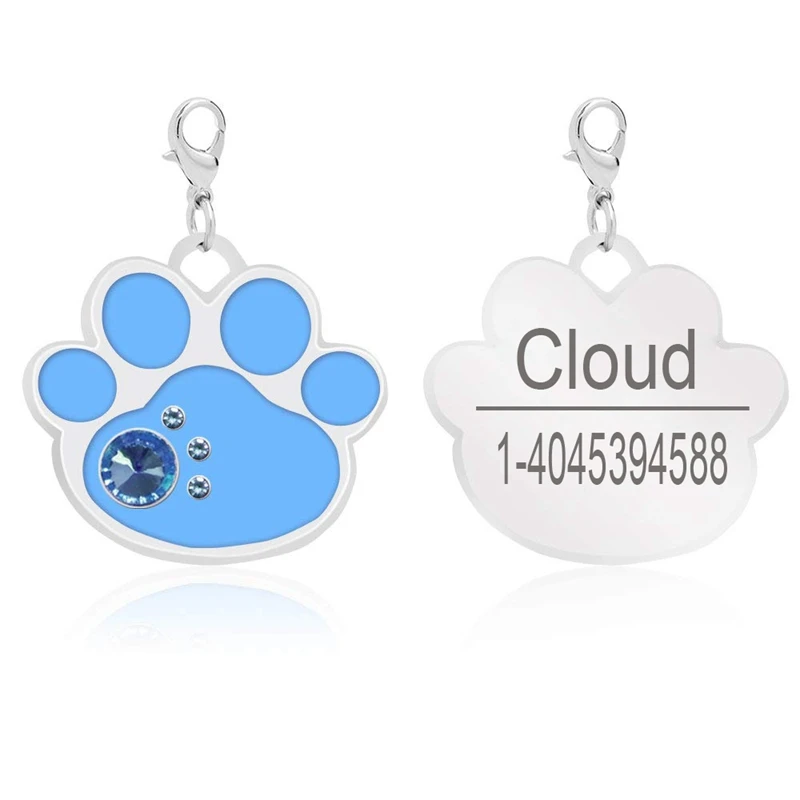 Горный хрусталь персонализированные собака ID тег костяная лапа форма имя