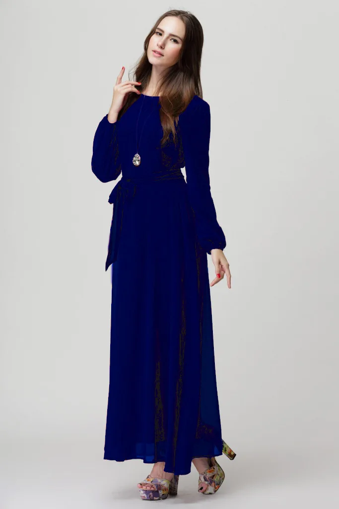 Прозрачный запас мусульманских женщин с длинным рукавом Дубай платье макси abaya