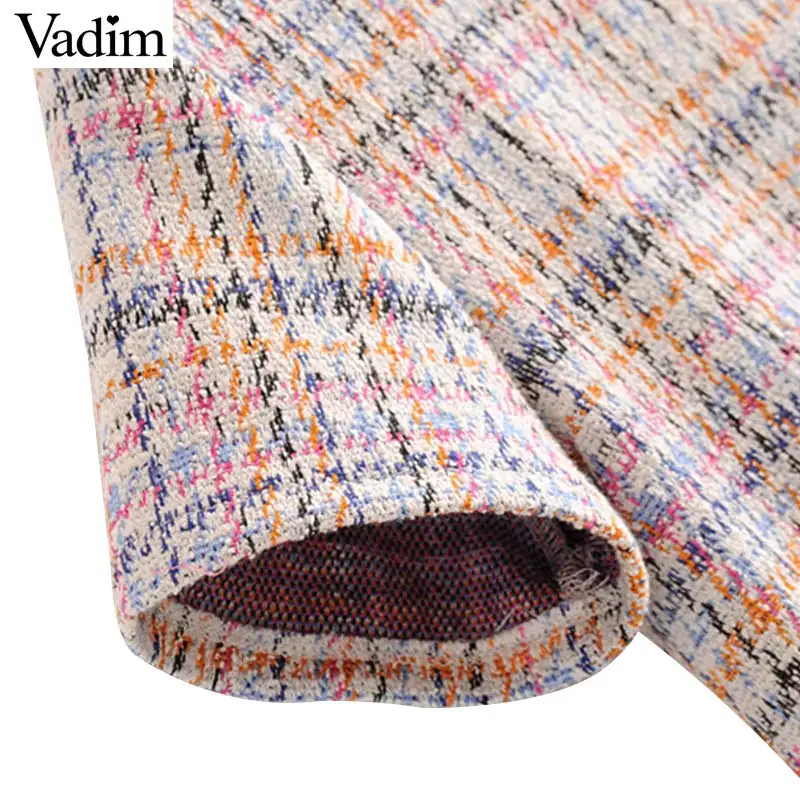 Женское элегантное платье vadim tweed клетчатое мини с кисточками и коротким рукавом