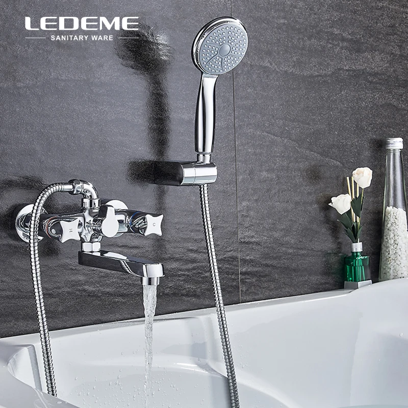 LEDEME Длинный Носик ванная комната смеситель для ванны набор душевой системы