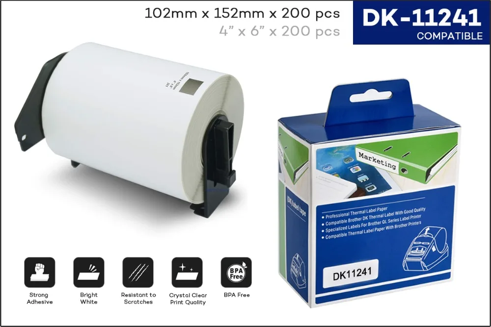 CIDY 50 рулонов для DK-11241 DK 11241 этикетка 102*152 мм Совместимость для устройство для печатания этикеток белая бумага DK11241 DK-1241 DK241