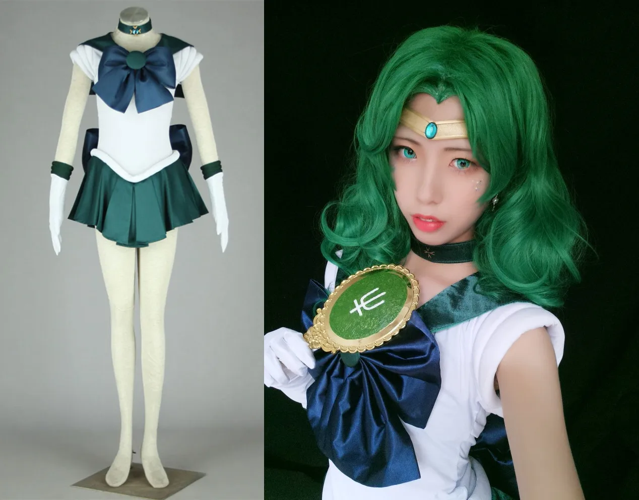Женский костюм аниме Токио Сейлор Мун зеленое маскарадное платье Michiru для
