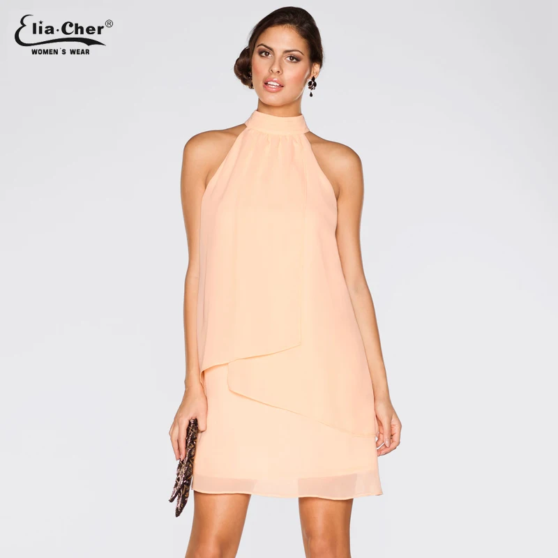 Платья для вечеринок женская одежда новый стиль сзади Холтер Круглый вырез без