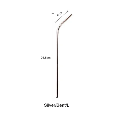 Silver-Bent-L Скандинавские красочные 304 нержавеющая сталь питьевой соломинки многократного использования изогнутая металлическая соломинка Высокое качество трубка Офис Бар посуда для напитков аксессуары - Цвет: Silver-Bent-L