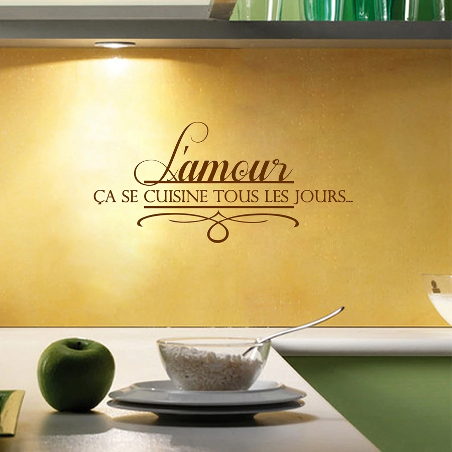 Любовь дома французские кухонные наклейки на стену декоративные цитаты