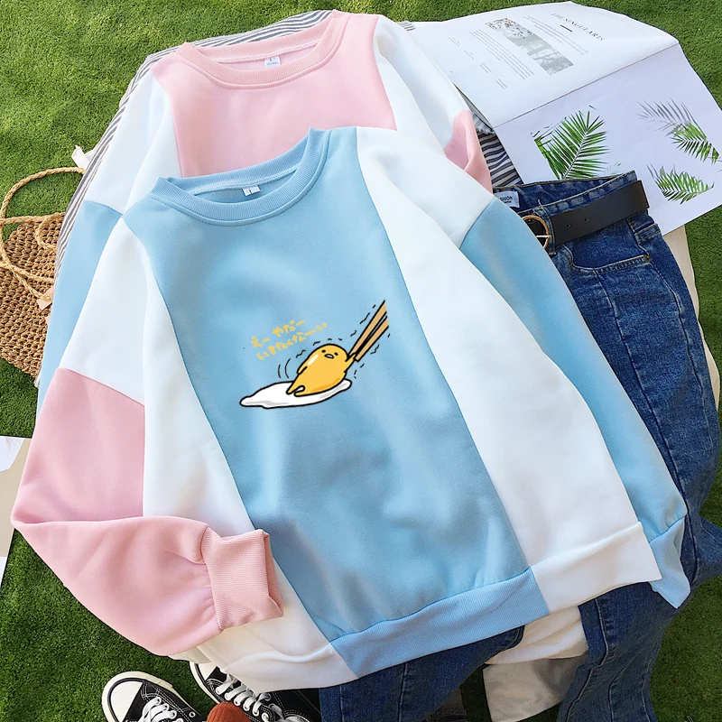 Gudetama толстовка женская Повседневная Свободная флисовая осень/зима теплая Harajuku милые кофты для девочек японский стиль пуловер Топы