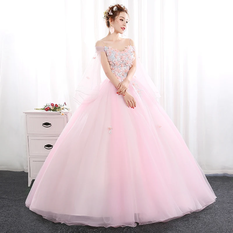 Платье принцессы с открытыми плечами rossado Quinceanera розовое платье для выпускного