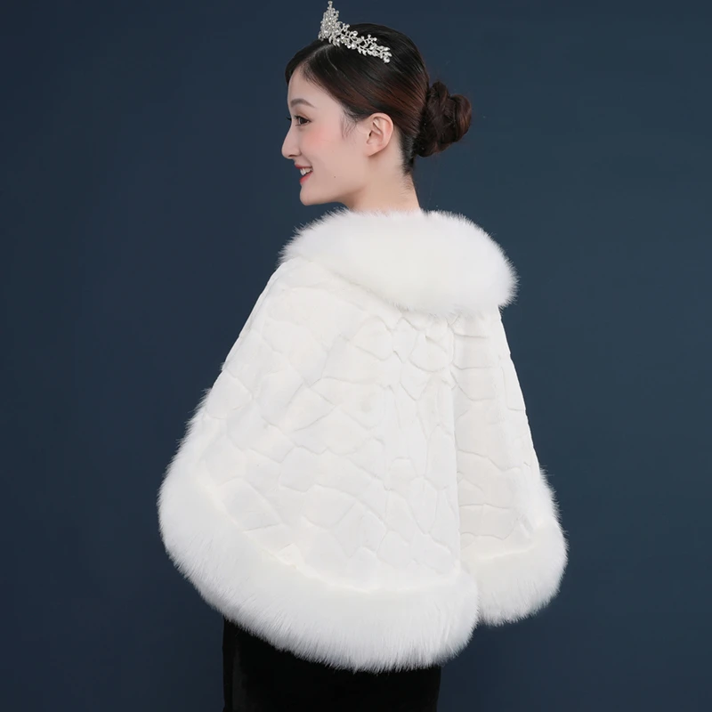 High grade Plus Size Women Fur Shoulder Wrap Burgundy Bridal Shawls Cape Ivory Faux Wedding Shrug Coat Boleros | Свадьбы и торжества