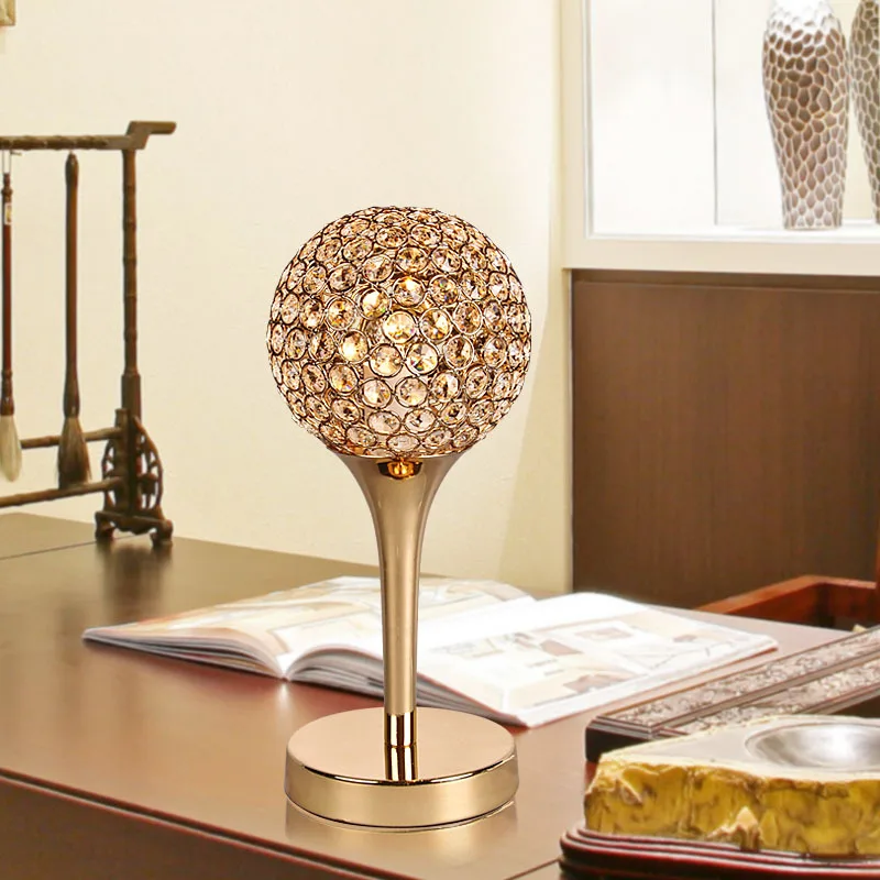 Современная хрустальная прикроватная тумбочка для спальни светло золотой