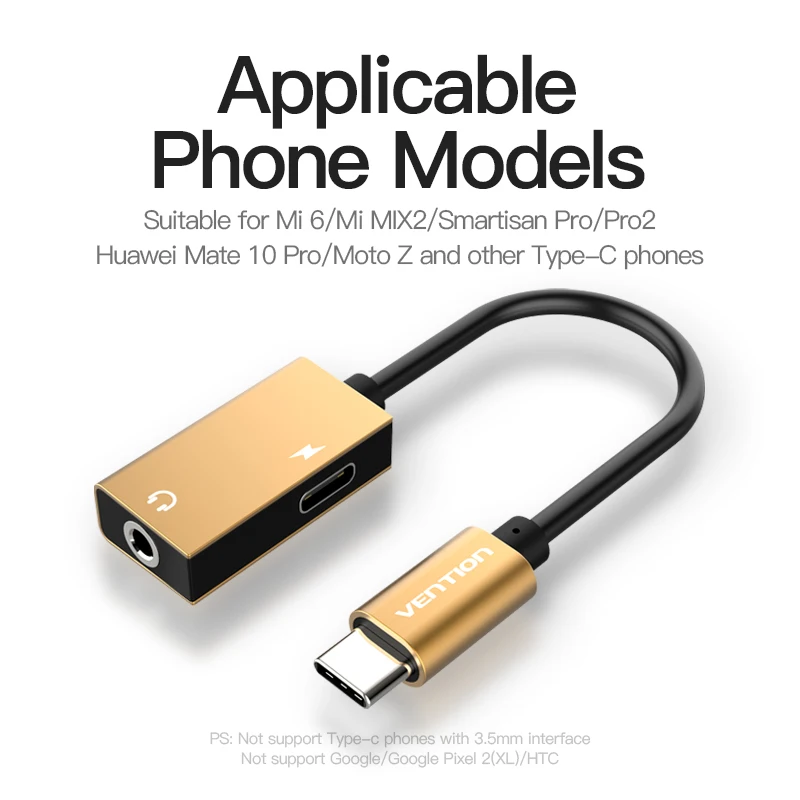 Vention USB Type C 3 5 адаптер для наушников зарядное устройство до мм разъем AUX Xiaomi Mi6 MIX2
