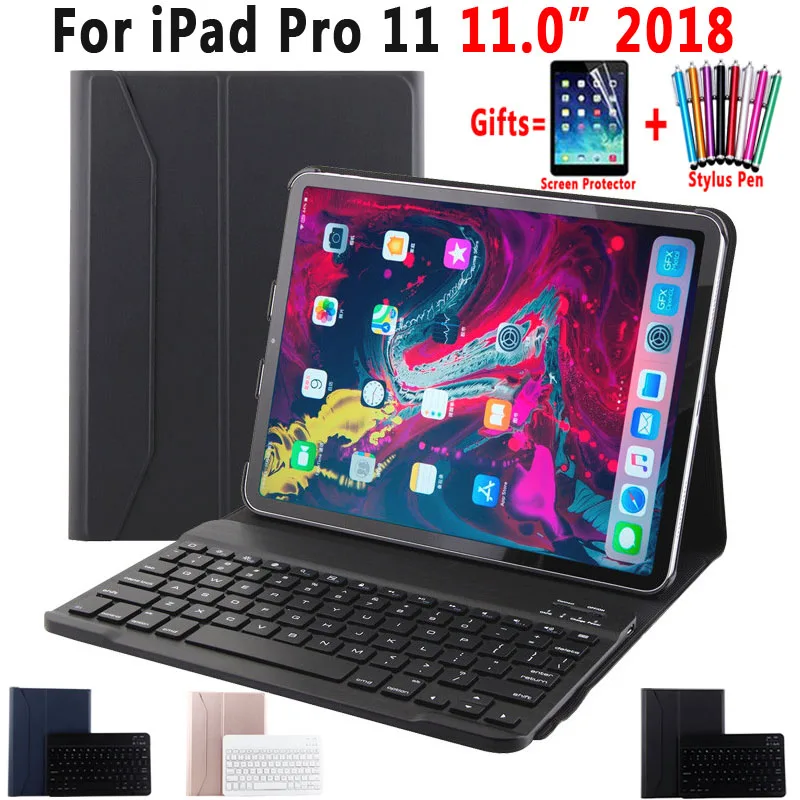 Тонкий чехол для Apple iPad Pro 11 2018 a80. со съемной беспроводной bluetooth клавиатурой +