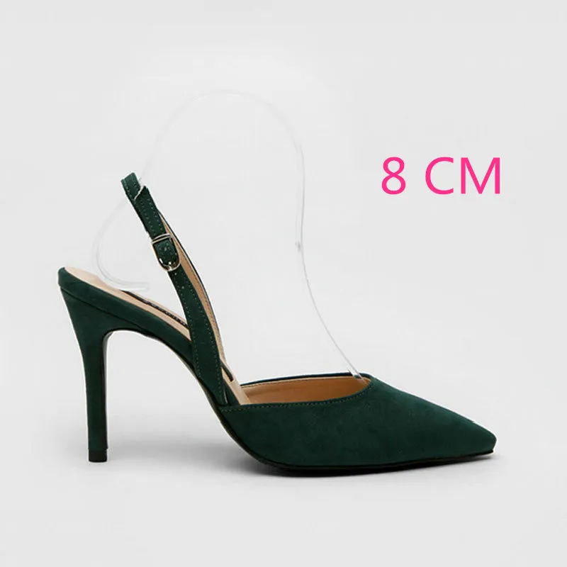 Green-8CM Heel Черные/красные/серые/абрикосовые женские туфли-гладиаторы пикантные женские туфли с острым носком на высоком каблуке осенние туфли на тонком каблуке; chaussure femme - Цвет: Green-8CM Heel