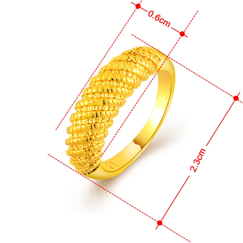 

Gold Color Jewelry Rings for Women Spiral Pattern Round Ring Dubai Gold Jewelry Women Best Gifts Anillos Femme Classic Design