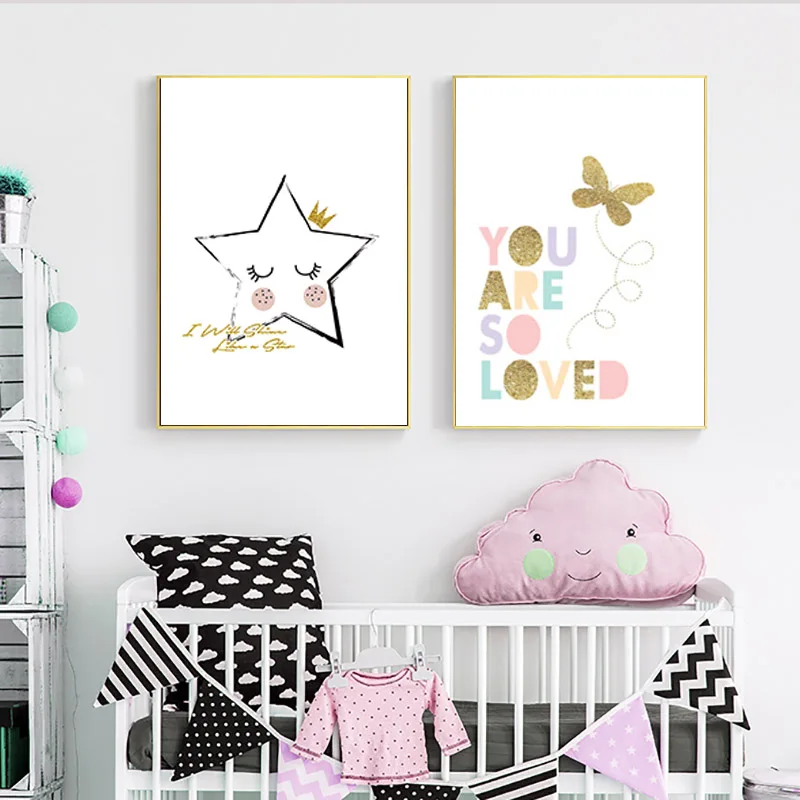 Украшение для детей в скандинавском стиле Золотая Бабочка Мультяшные звезды