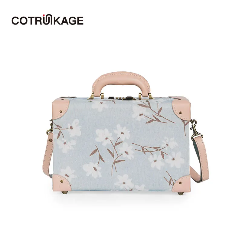 COTRUNKAGE Mini 12 &quotЖенская Натуральная кожа сверхмощная Цветочная переноска на руку