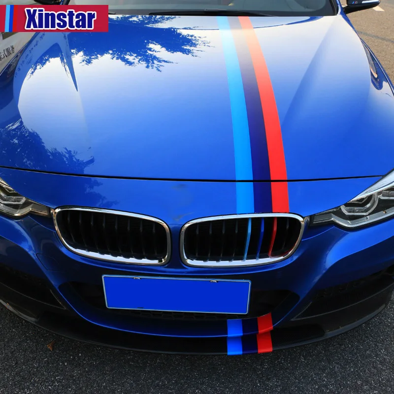 

150cm KK M performance car bonnet stripe sticker for bmw E38 E39 E46 E53 E60 E61 E64 E70 E71 E85 E87 E90 E83 F10 F30 F20 F35 GT