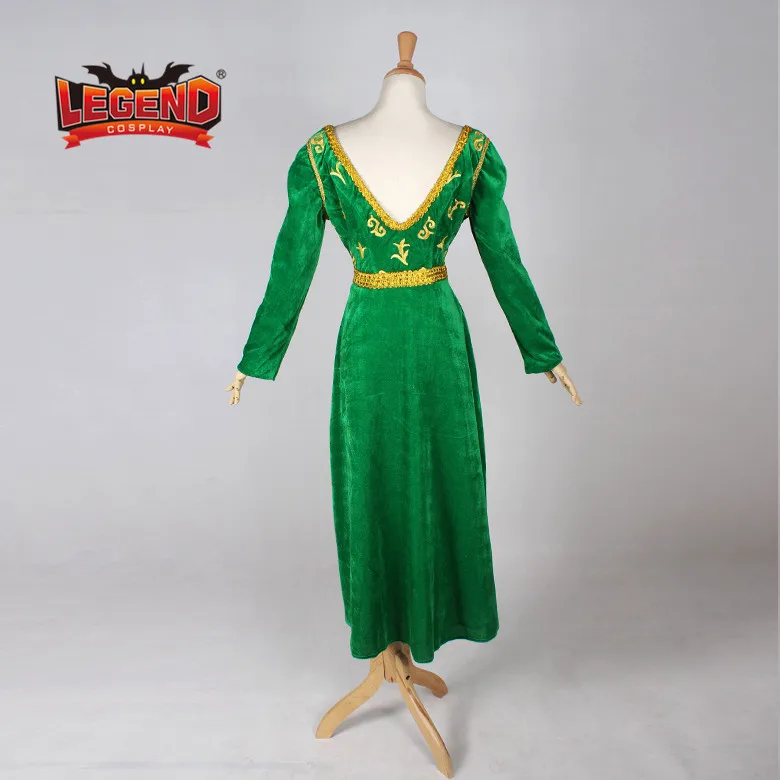 Shrek Princess Fiona зеленое платье Косплей Костюм женский наряд платье для взрослых принцесс