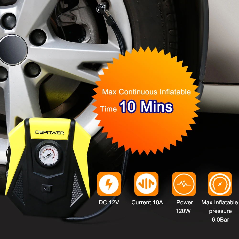 Dbpower 12 В Портативный Воздушный Компрессор Электрический авто шин 150psi