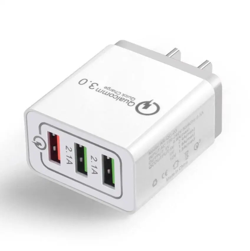 Зарядное устройство для мобильного телефона светодиодный дисплей 3 USB зарядное устройство для iPhone samsung Xiaomi EU дорожное настенное зарядное устройство для зарядки телефона usb-адаптер-i - Тип штекера: US Grey