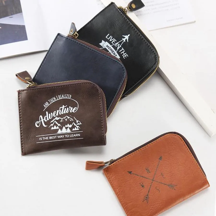 

Zoukane Fashion Men Mini Wallet Ladies Zipper Coin Purse Multifunctional Small High Grade Coin Credit Card Key Ring Wallet CP02