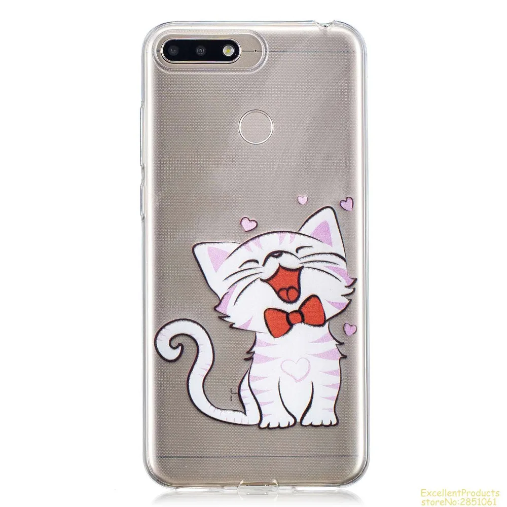 Силиконовый чехол для huawei Y6 2018 fundas hoesje милый забавный мультфильм с рисунком