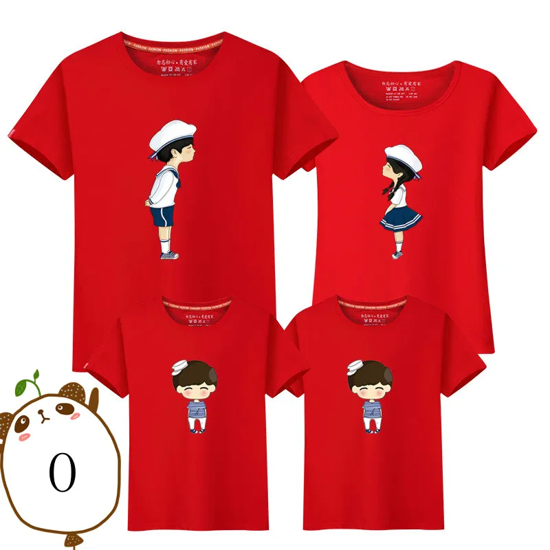 Родитель-ребенок Футболки прекрасный мультфильм рубашка любителей Семейные