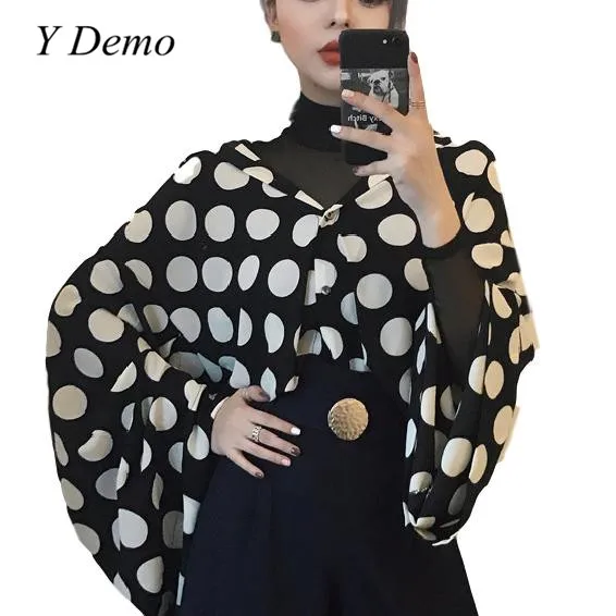 Y Demo повседневная женская рубашка в горошек шикарный v образный Вырез Свободный