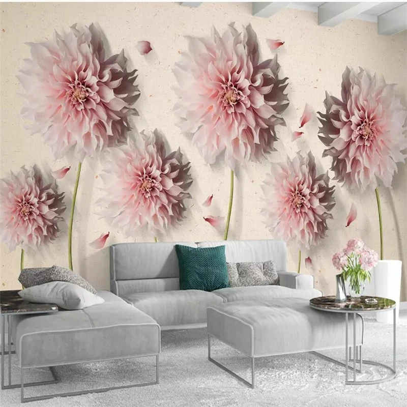 

Обои beibehang с рисунком цветов и хризантемы, современный минималистичный 3d-фон для телевизора, Большие Настенные обои на заказ