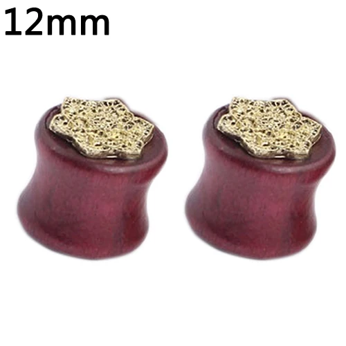 1 пара полых деревянных ушных вилок с цветочным узором для ушей носилки плотных