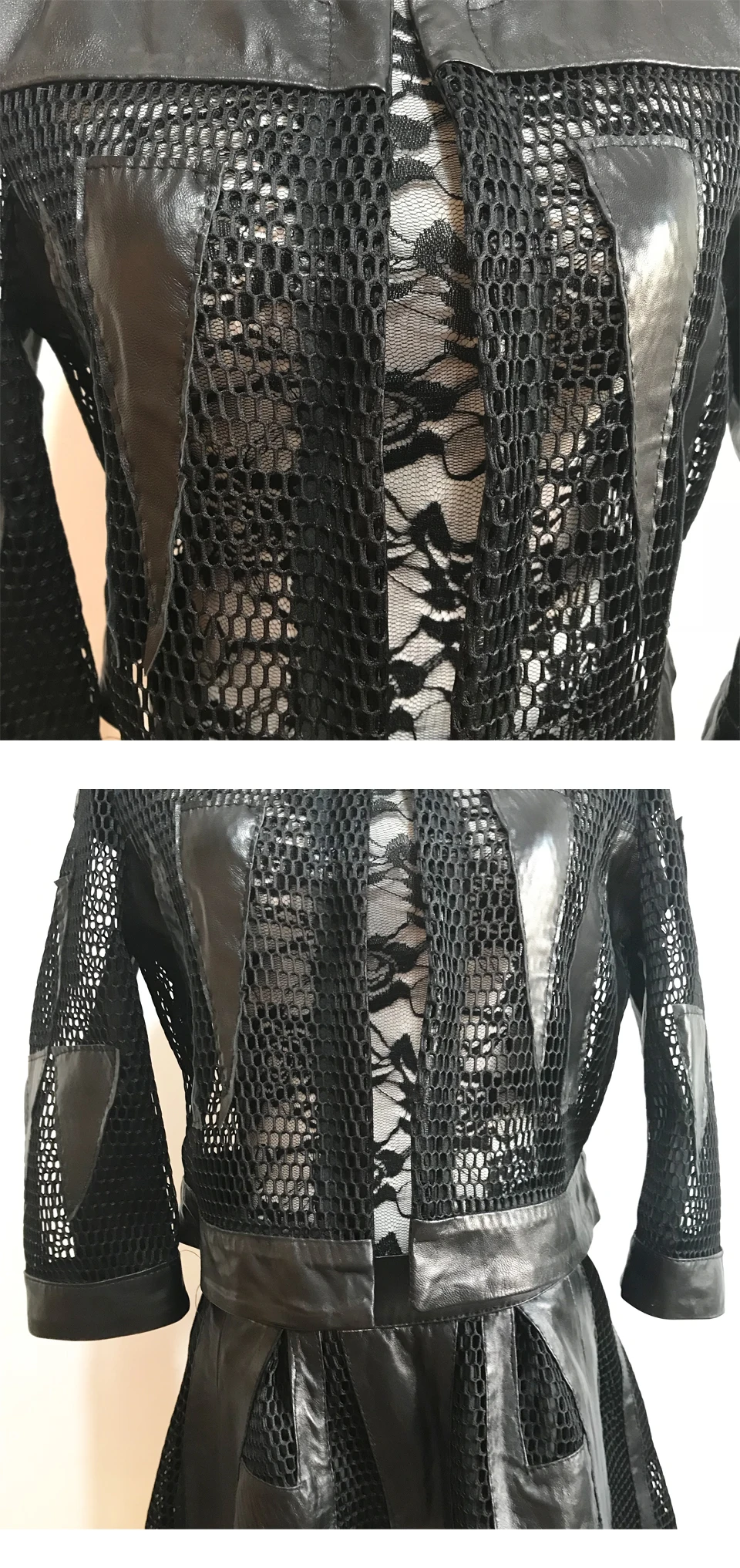 SHILO GO/Новая модная уличная Женская свободная черная короткая куртка из овечьей кожи с круглым вырезом, комплект с плиссированной юбкой