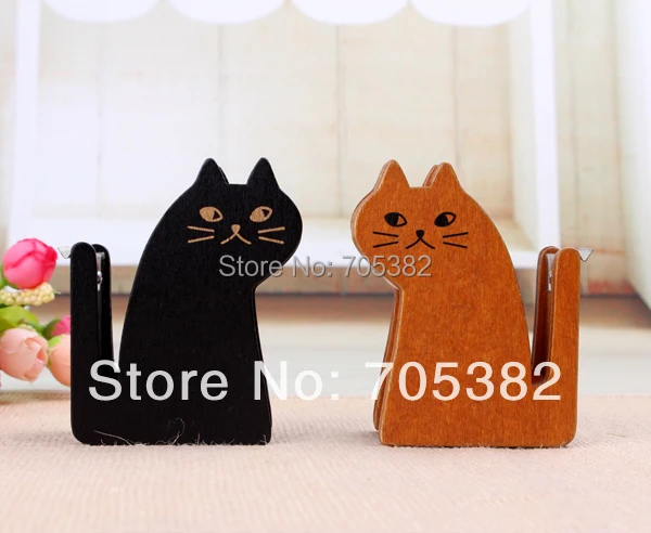 (Without tape)  1pc/lot Cute cat shape wooden Tape Dispenser Kawaii Tapes dispensers Good quality (ss-232)
