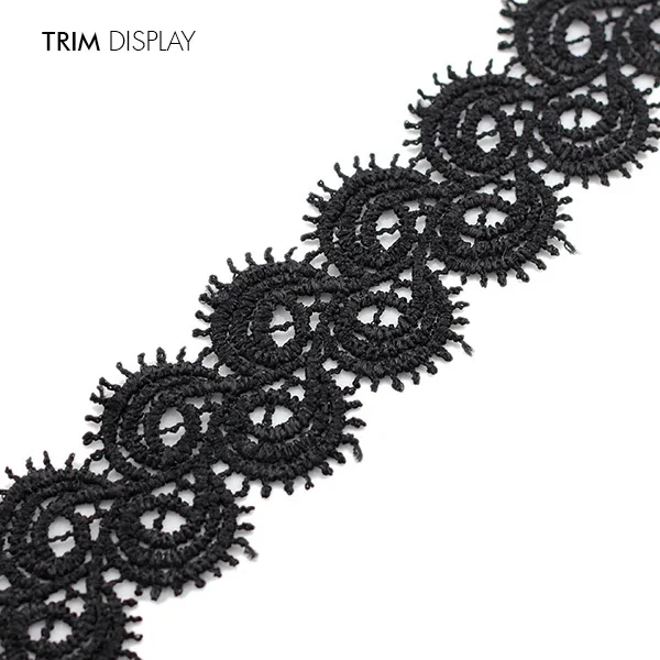 Вышитая черная S-образная кружевная лента для скрапбукинга искусственная