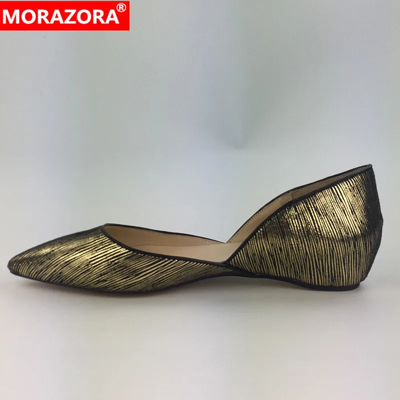 Женские офисные туфли MORAZORA черные повседневные на плоской подошве с острым