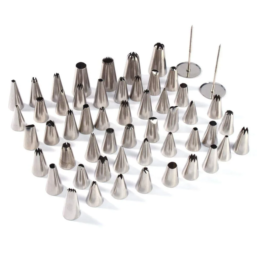 52 Cake Piping Icing Nozzles Tips Kit Set Stainless Steel Russian Nozzle Piping Tips Cakes Cupcakes Decorating in a Box
