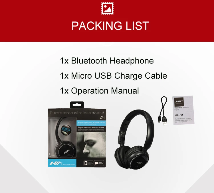 Оригинальные Bluetooth наушники NIA Q1, Беспроводные спортивные наушники, Складные Bluetooth наушники с микрофоном