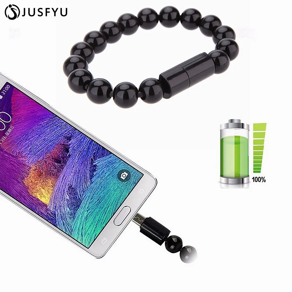 USB кабель браслет с бусинами зарядное устройство для samsung Galaxy S7 S8 Plus iPhone X 5 6 6S 7 8 xiaomi