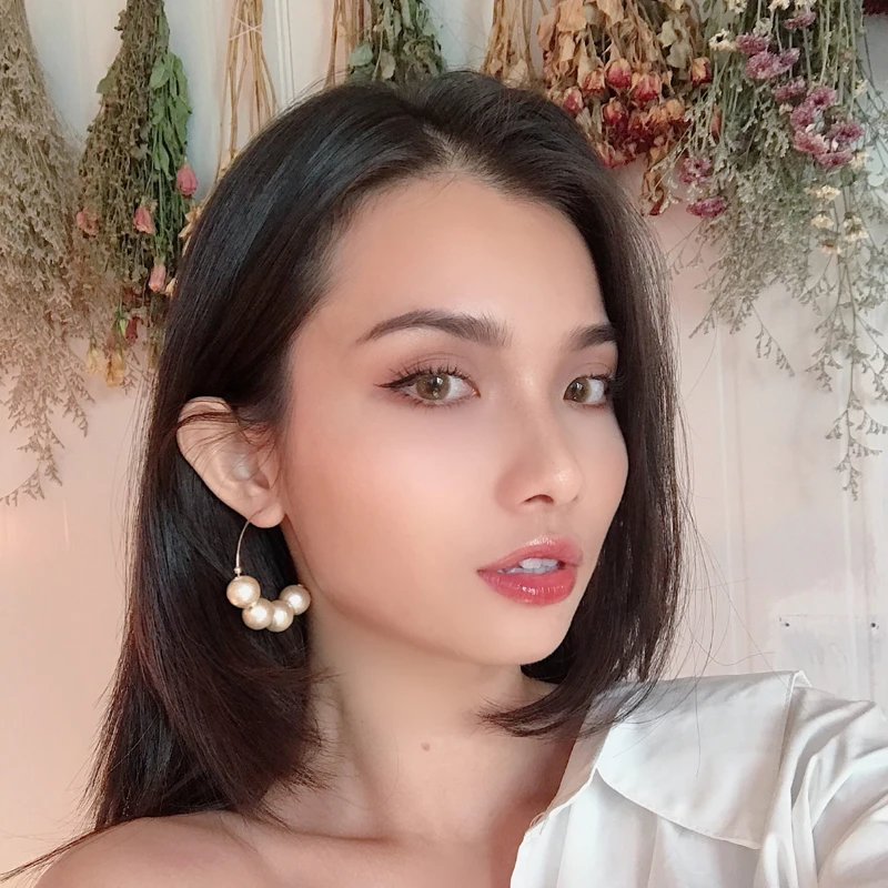 HUANZHI 2019 преувеличенные четыре хлопковых жемчужных шарика большие с-образные
