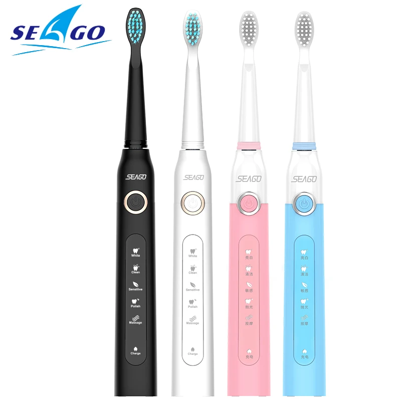 Seago SG507 электрическая зубная щетка USB перезаряжаемая с 12 шт. сменной головкой 5
