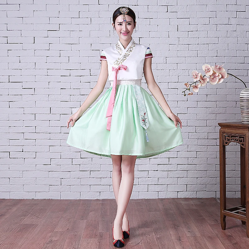 Элегантная женская обувь; большие размеры Korea Hanbok китайское традиционное платье Женский Национальный в Корейском стиле детский танцевальный костюм с вышивкой в Корейском стиле «ханбок» для повышения производительности