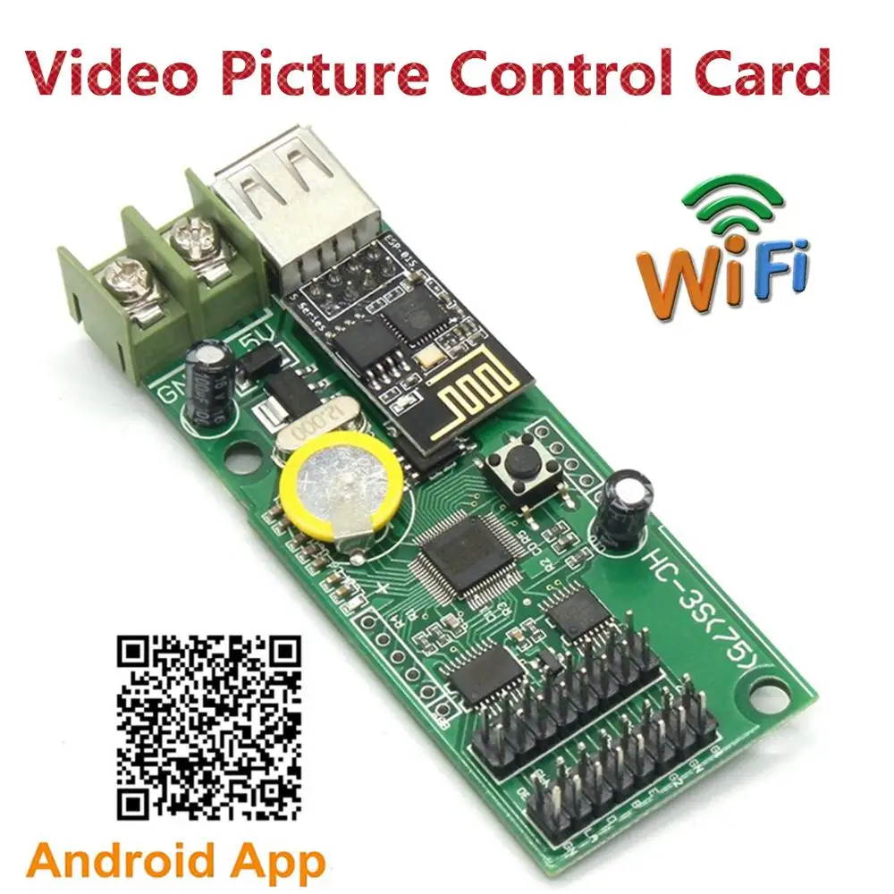 HC-3SW RGB Text picture video LED control card HC-3W support P3 P4 P5mm P6 P7.62 P8 P10mm module | Электронные компоненты и